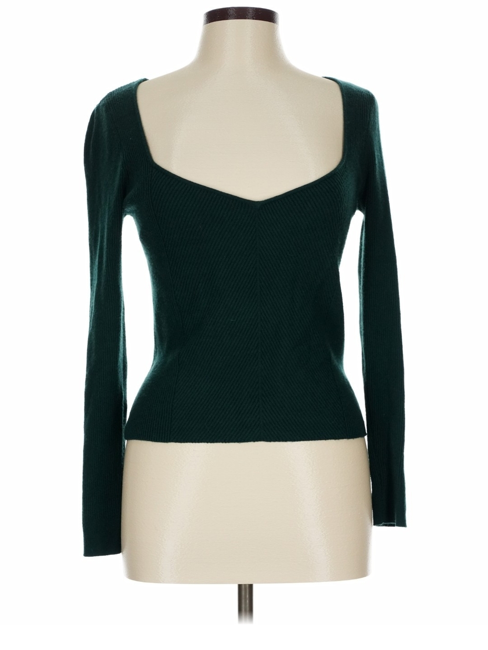 Abercrombie Women's Dark Green Long Sleeve Sweetheart Neck Top